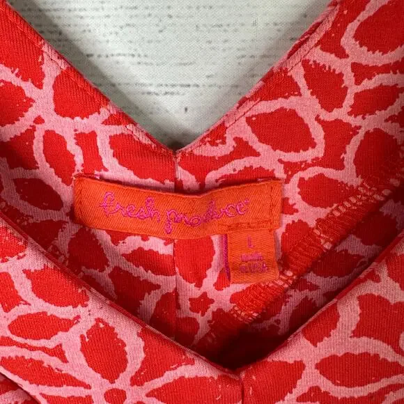 Fresh Produce Womens Large Pink Floral Sleeveless Stretchy Knit Jersey Dress - Picture 7 of 9